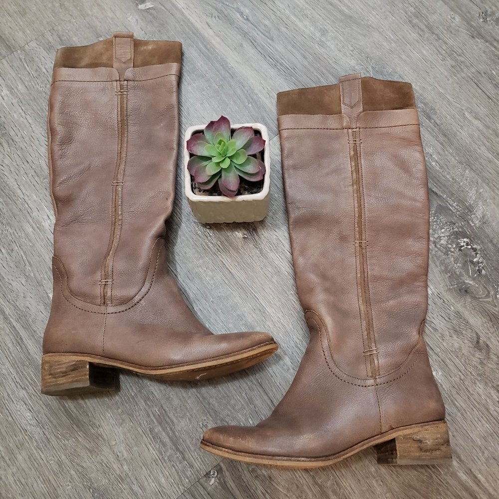 Kenneth Cole Right Nite Knee High Genuine Leather Boots Taupe Sz 7